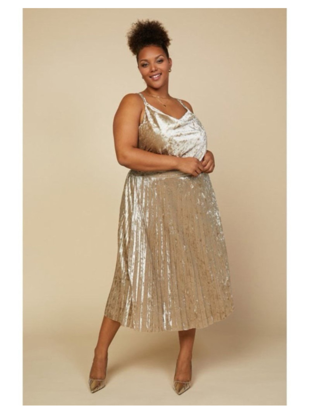SKIES ARE BLUE Pleated Velvet Midi Skirt Size 1X - Picture 6 of 7